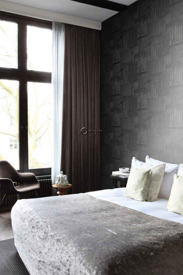 Origin Wallcoverings tapeet tööstuslik metall laineline 3D must