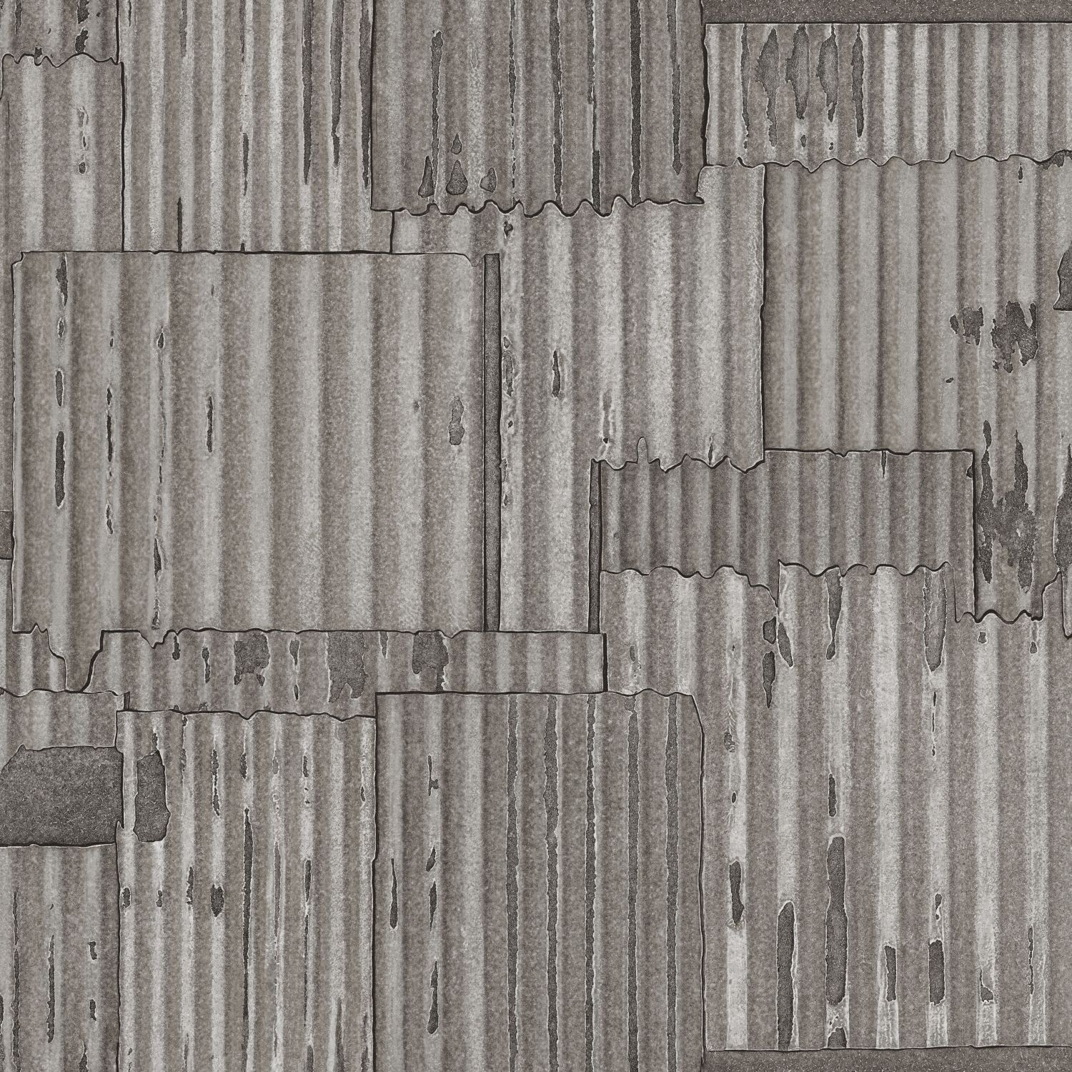 Origin Wallcoverings tapeet tööstuslik metall laineline 3D tumehall