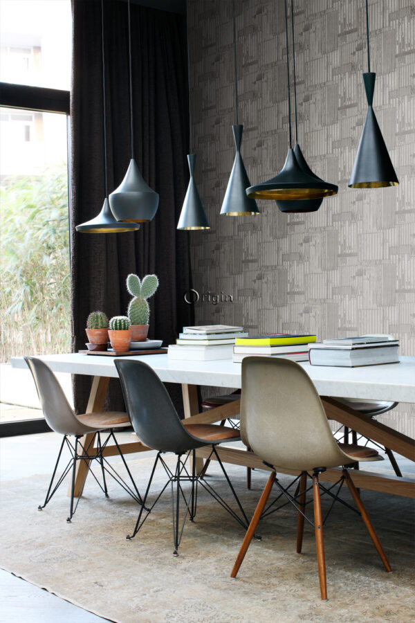 Origin Wallcoverings tapeet tööstuslik metall laineline 3D tumehall