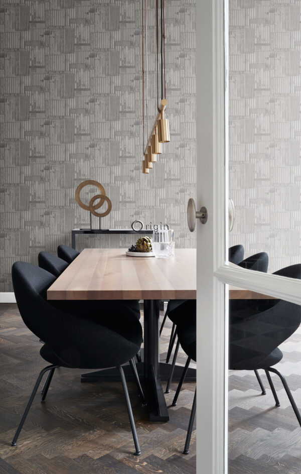 Origin Wallcoverings tapeet tööstuslik metall laineline 3D tumehall