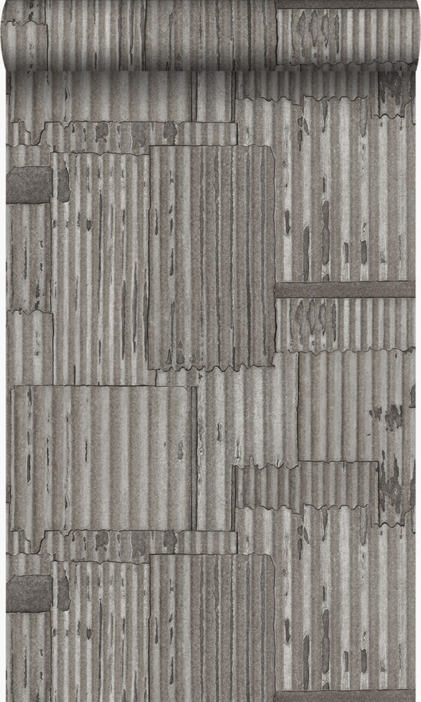 Origin Wallcoverings tapeet tööstuslik metall laineline 3D tumehall