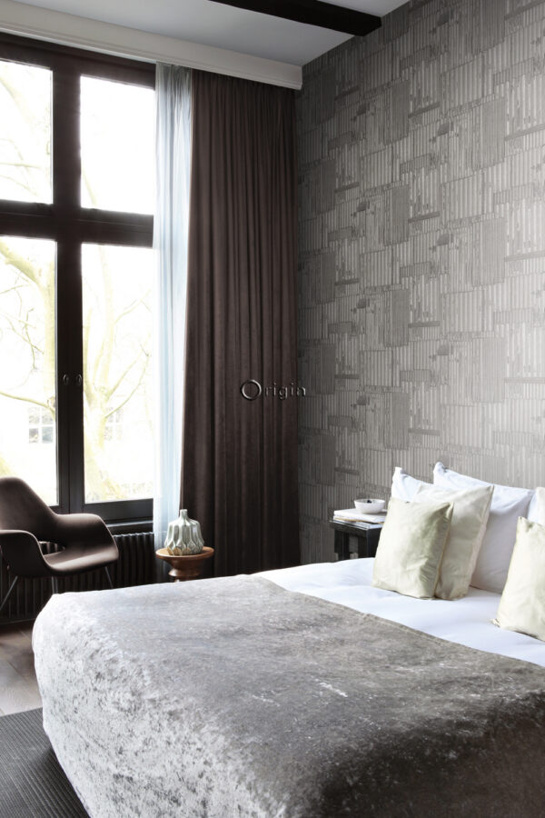 Origin Wallcoverings tapeet tööstuslik metall laineline 3D tumehall