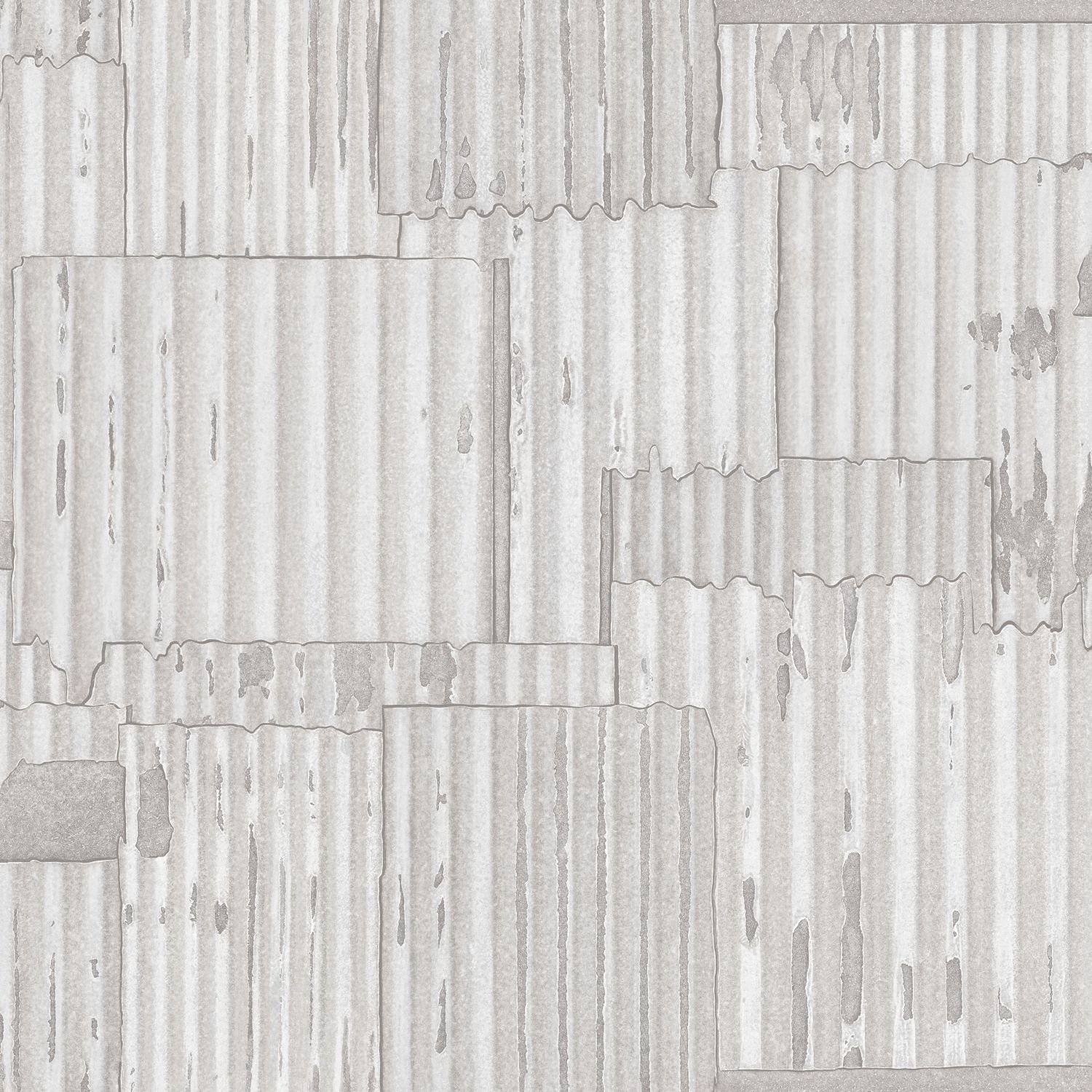Origin Wallcoverings tööstuslik metall laineline tapeet - 3D helevalge