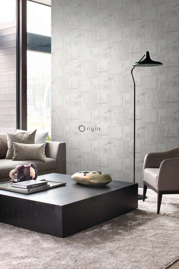 Origin Wallcoverings tööstuslik metall laineline tapeet - 3D helevalge