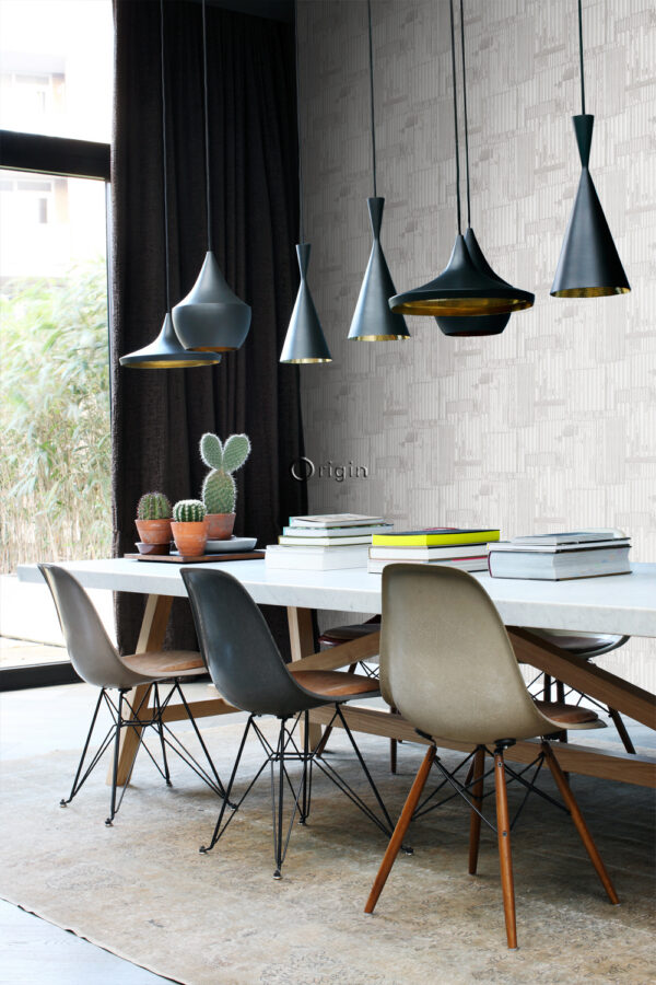 Origin Wallcoverings tööstuslik metall laineline tapeet - 3D helevalge