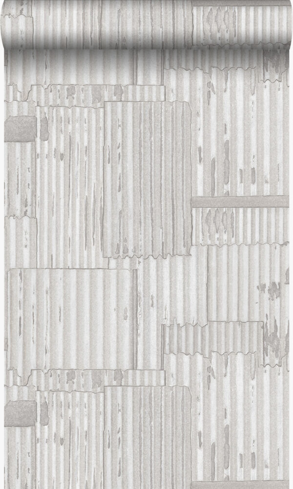 Origin Wallcoverings tööstuslik metall laineline tapeet - 3D helevalge