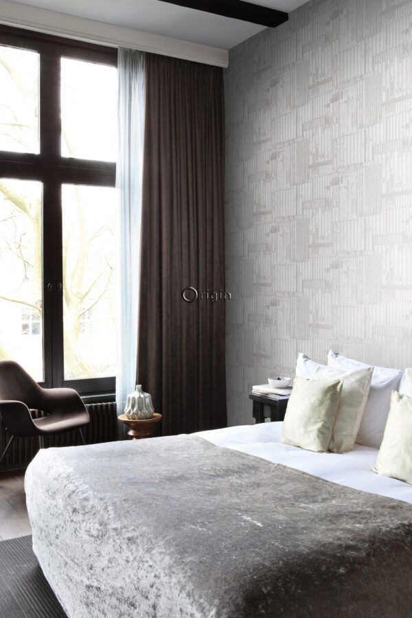 Origin Wallcoverings tööstuslik metall laineline tapeet - 3D helevalge