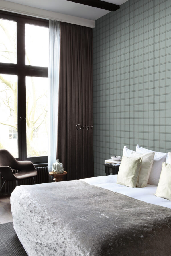 Origin Wallcoverings tapeet rombimotiiv - hallikas sinine
