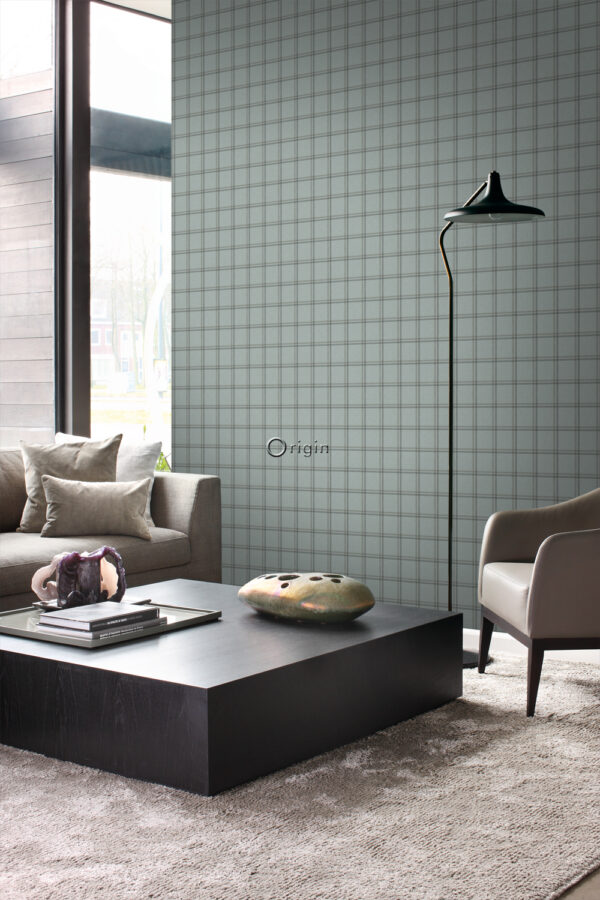 Origin Wallcoverings tapeet rombimotiiv - hallikas sinine
