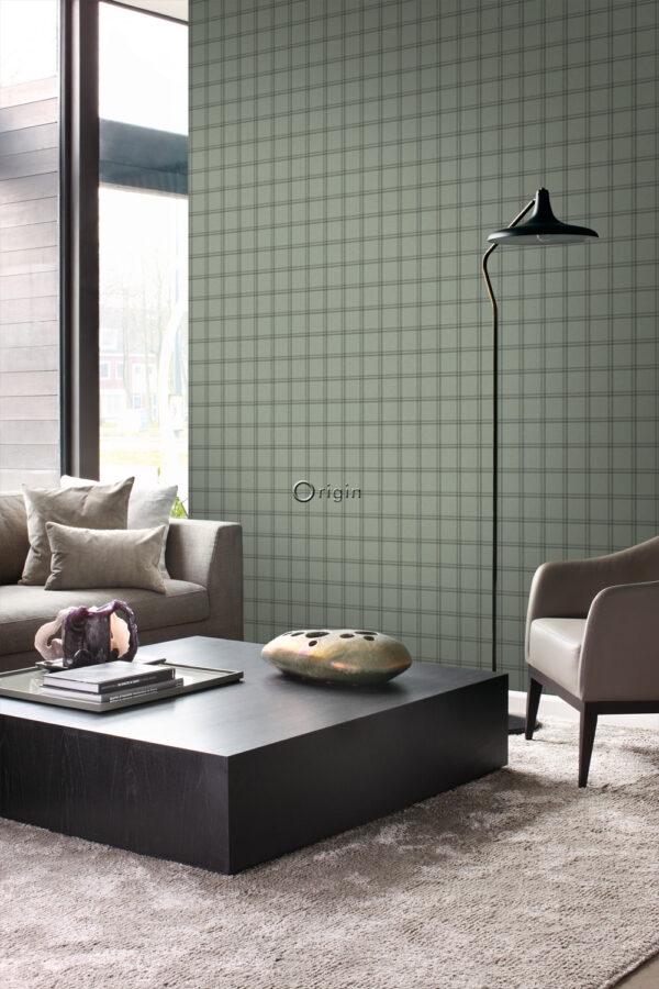 Origin Wallcoverings tapeet rombimotiiv - hallikasroheline