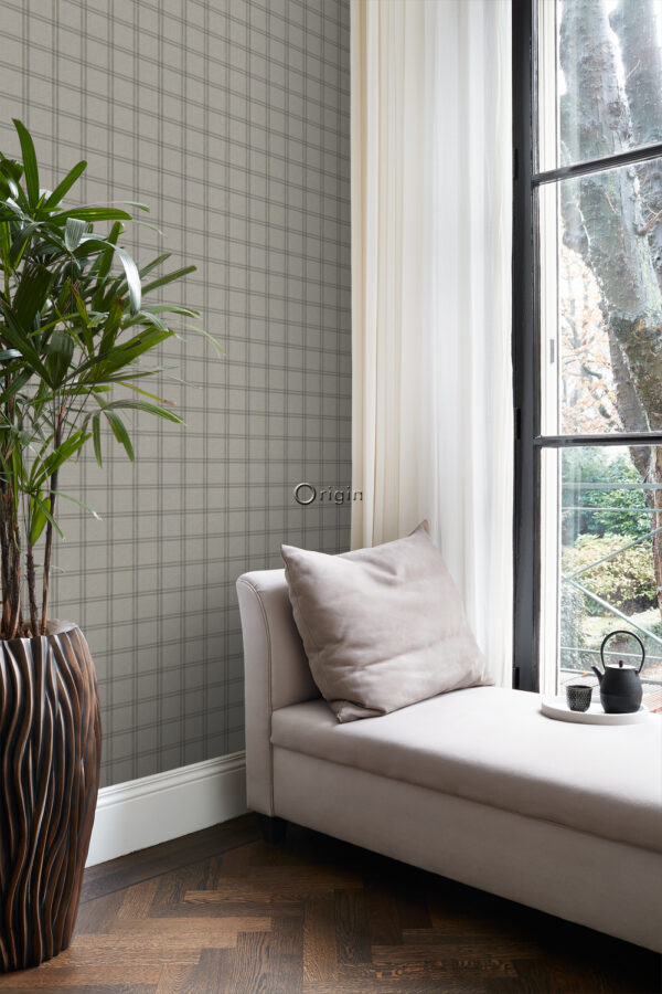 Origin Wallcoverings tapeet rombimotiiv - helepruun