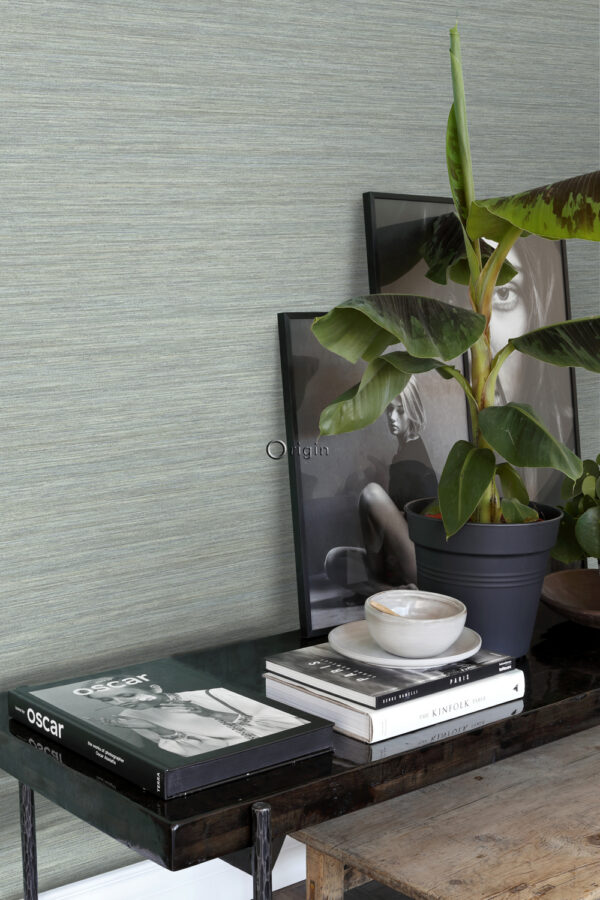 Origin Wallcoverings tapeet kootud kangamuster - seladonroheline