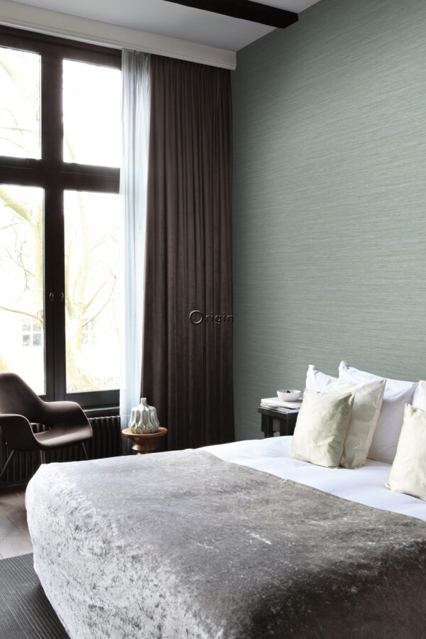 Origin Wallcoverings tapeet kootud kangamuster - seladonroheline