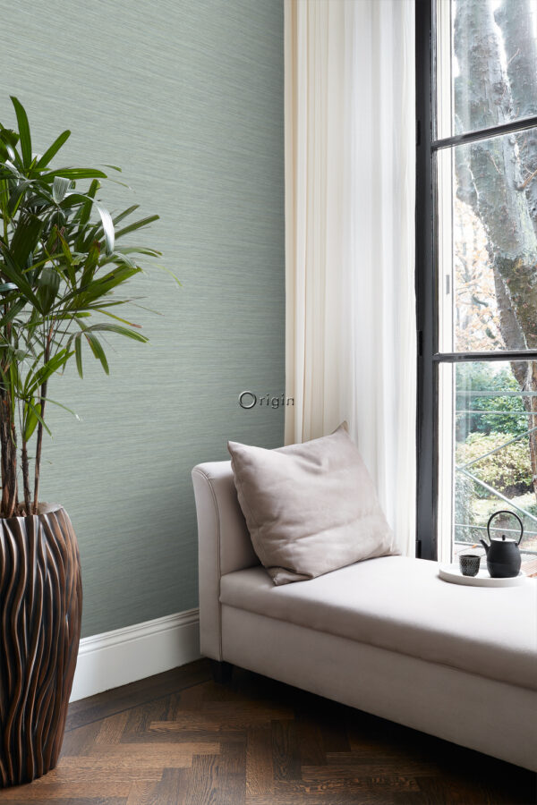 Origin Wallcoverings tapeet kootud kangamuster - seladonroheline