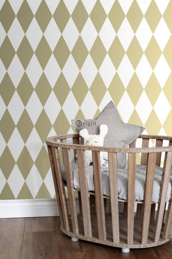 Origin Wallcoverings tapeet rombimotiiv - valge ja kuld