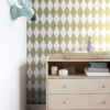 Origin Wallcoverings tapeet rombimotiiv - valge ja kuld