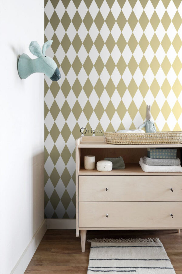 Origin Wallcoverings tapeet rombimotiiv - valge ja kuld