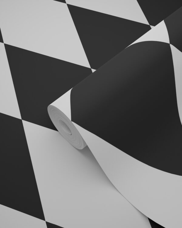 Origin Wallcoverings tapeet rombimotiiv - must ja valge