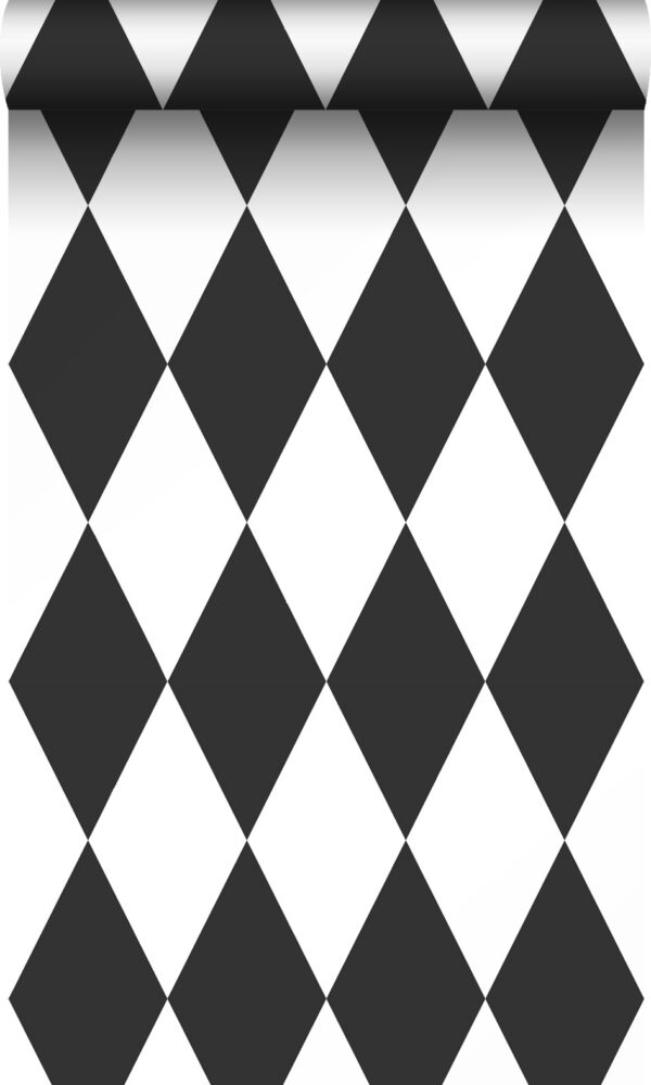 Origin Wallcoverings tapeet rombimotiiv - must ja valge