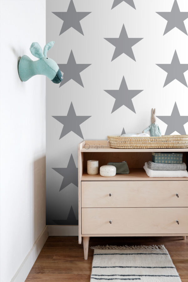 Origin Wallcoverings tapeet tähed - valge ja hall
