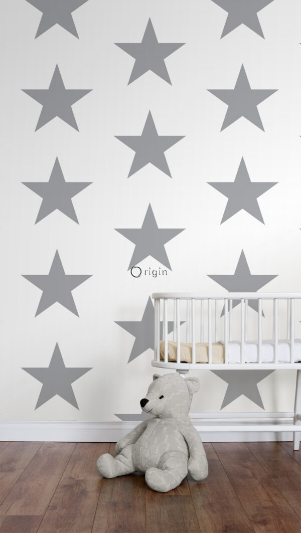 Origin Wallcoverings tapeet tähed - valge ja hall