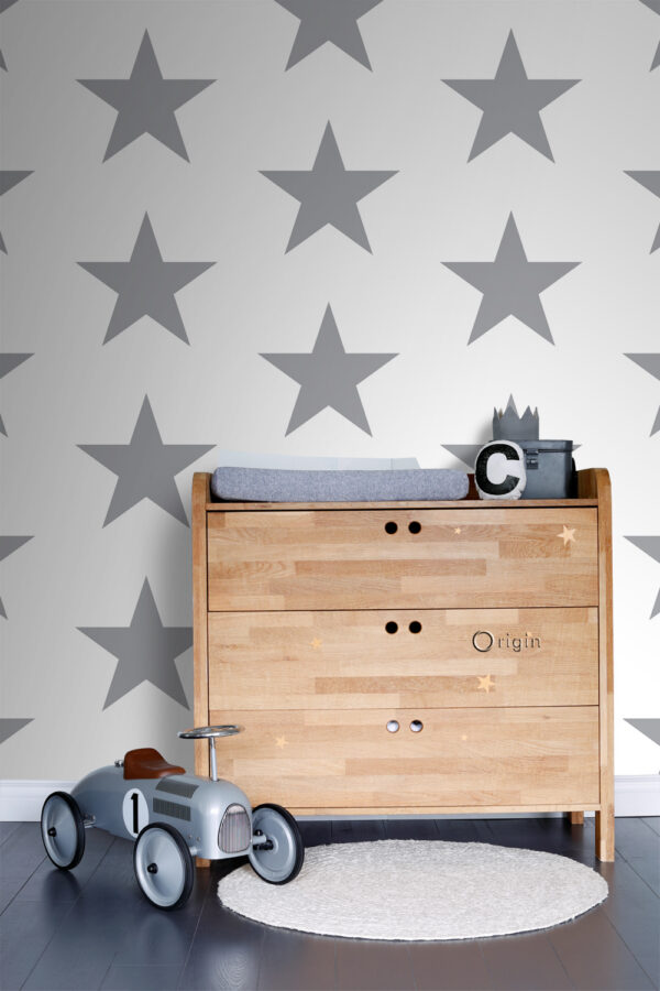Origin Wallcoverings tapeet tähed - valge ja hall