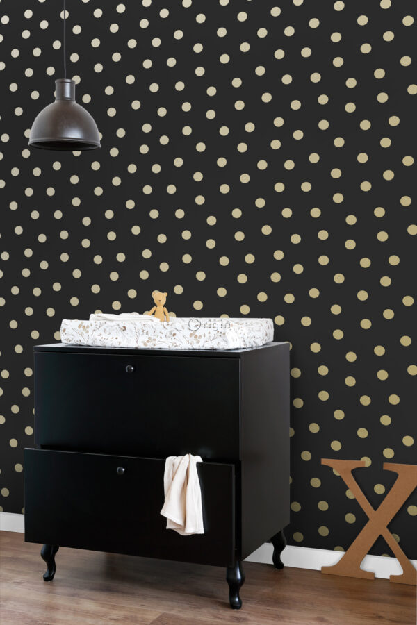 Origin Wallcoverings tapeet täpid - must ja kuld