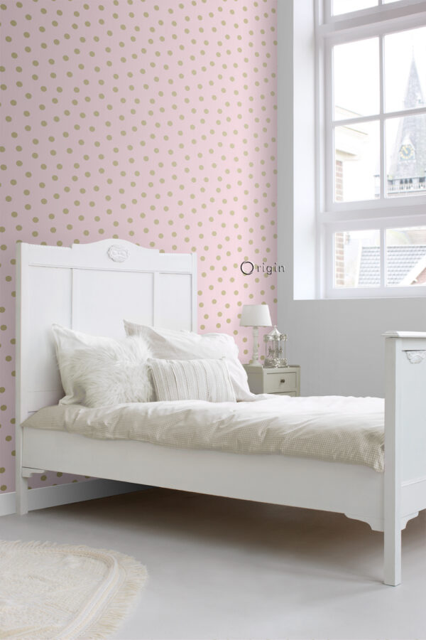 Origin Wallcoverings tapeet täpid - roosa ja kuld