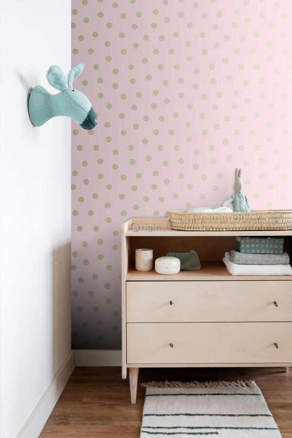 Origin Wallcoverings tapeet täpid - roosa ja kuld