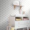 Origin Wallcoverings tapeet väikesed kroonid matt valge ja kuld