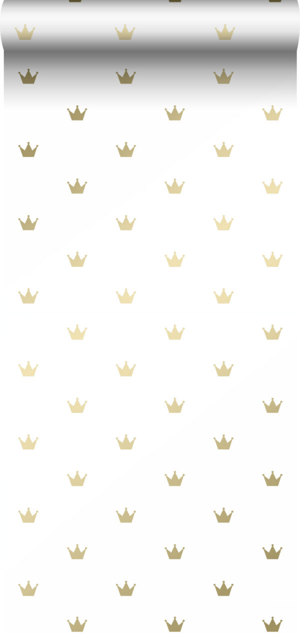 Origin Wallcoverings tapeet väikesed kroonid matt valge ja kuld