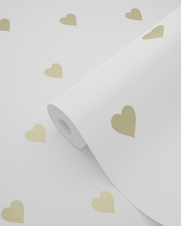 Origin Wallcoverings tapeet väikesed südamed - valge ja kuld