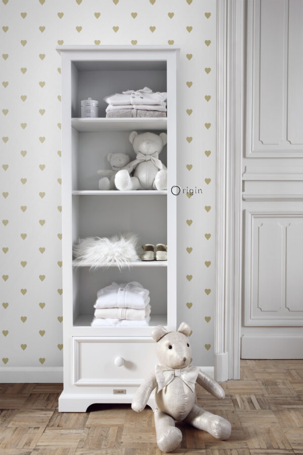 Origin Wallcoverings tapeet väikesed südamed - valge ja kuld