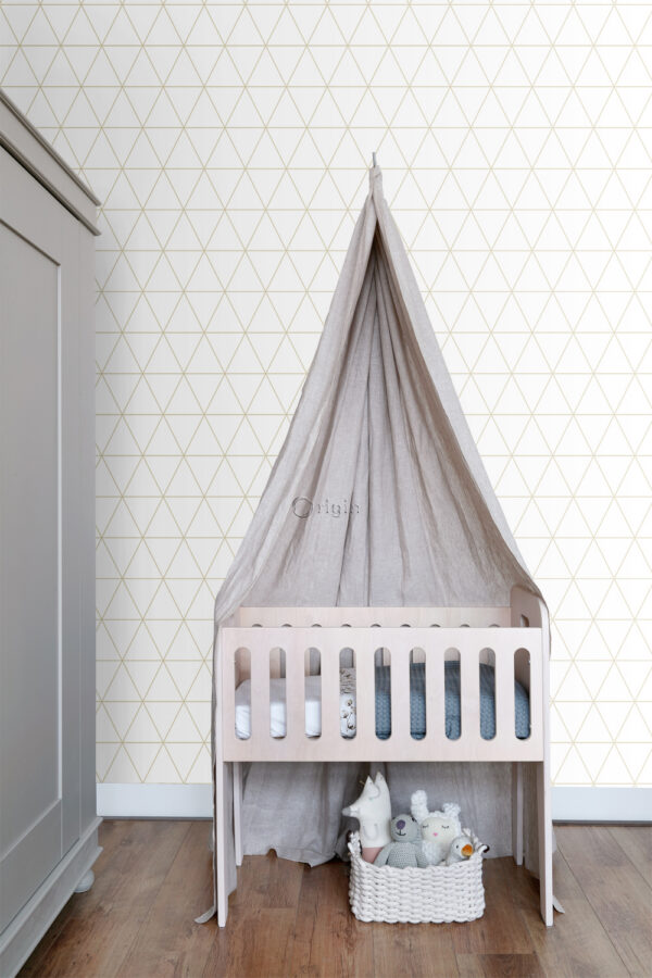 Origin Wallcoverings graafilised kolmnurgad tapeet - valge ja kuld