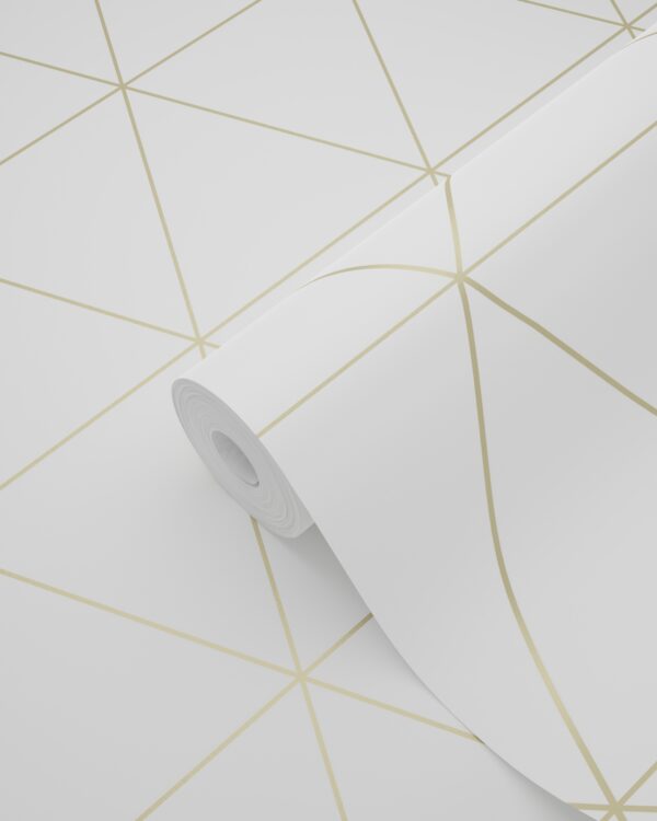 Origin Wallcoverings graafilised kolmnurgad tapeet - valge ja kuld
