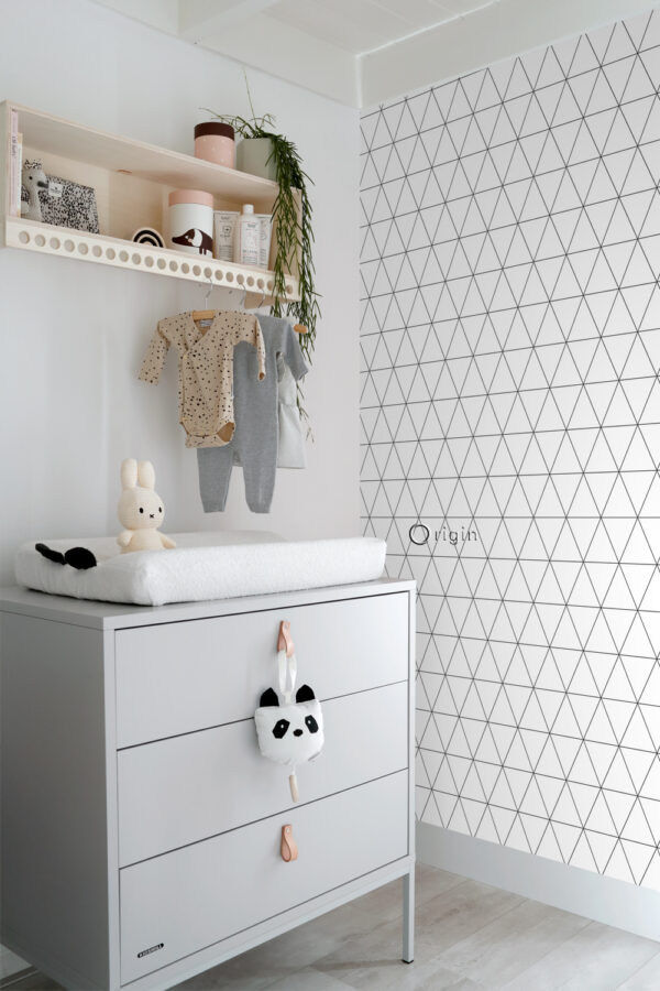 Origin Wallcoverings graafilised kolmnurgad tapeet - must ja valge