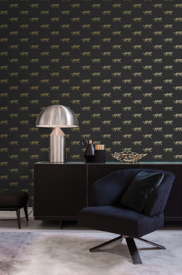 Origin Wallcoverings tapeet pantrid - must ja kuld
