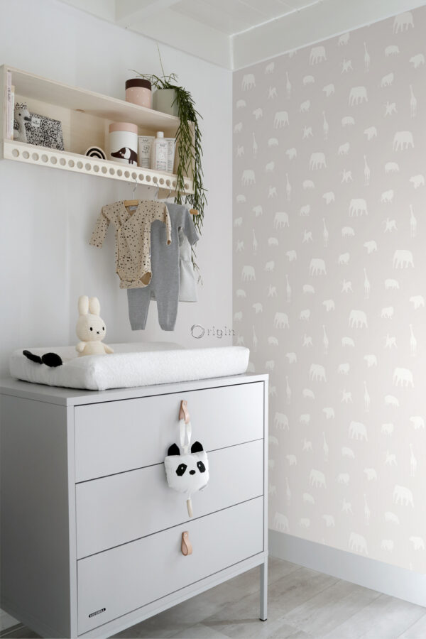 Origin Wallcoverings tapeet loomad läikiv soe hall