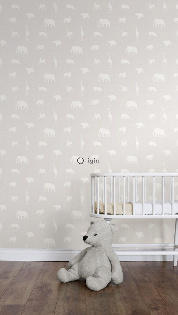 Origin Wallcoverings tapeet loomad läikiv soe hall