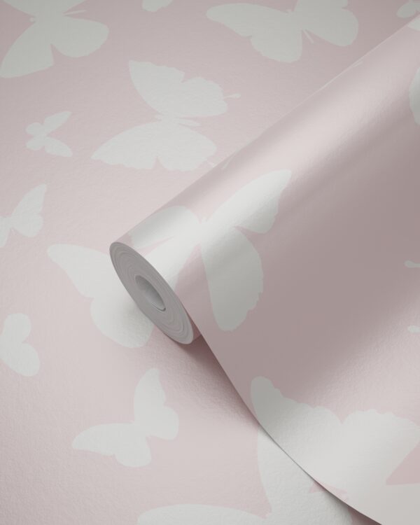 Origin Wallcoverings tapeet liblikad läikiv roosa ja valge