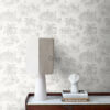 Origin Wallcoverings tapeet džungli loomad - läikiv valge ja hõbehall
