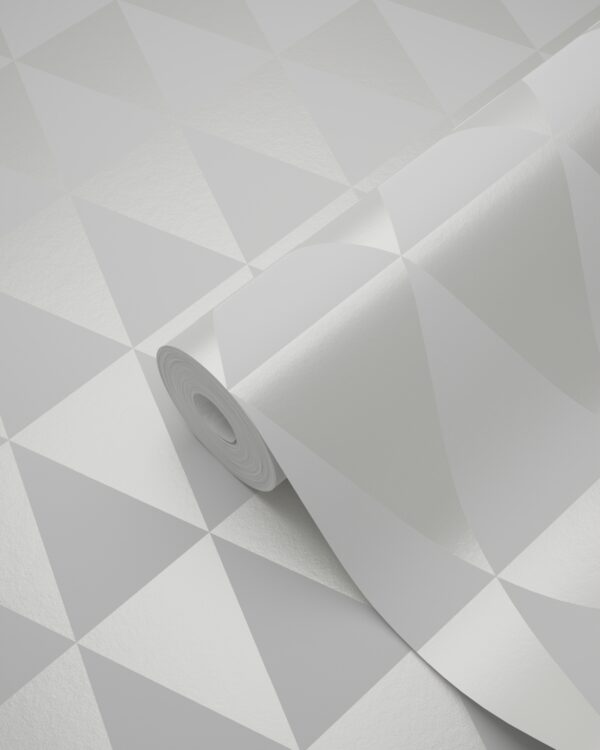 Origin Wallcoverings tapeet graafilised kolmnurgad läikiv valge