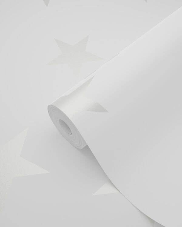 Origin Wallcoverings tapeet tähed mattvalge ja läikivhõbedane