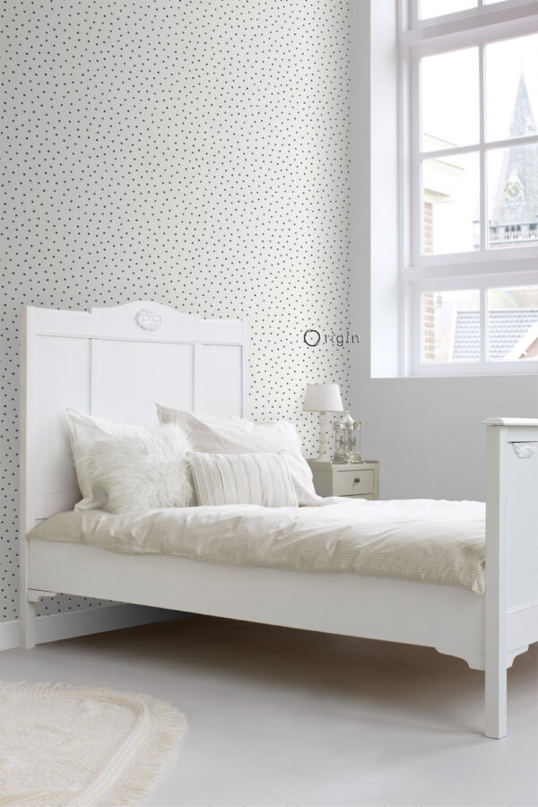 Origin Wallcoverings tapeet täpiline läikiv valge ja must