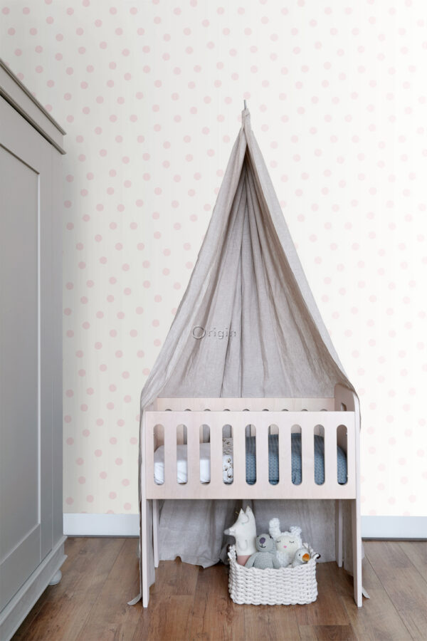 Origin Wallcoverings tapeet täpid läikiv valge ja roosa
