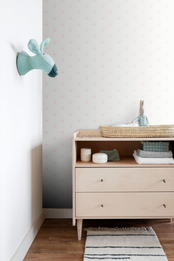 Origin Wallcoverings tapeet väikesed südamed - läikiv valge ja roosa