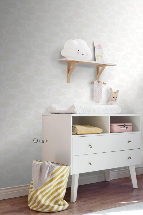 Origin Wallcoverings tapeet luiged - läikiv valge