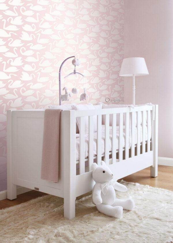 Origin Wallcoverings tapeet luiged - läikiv roosa ja valge