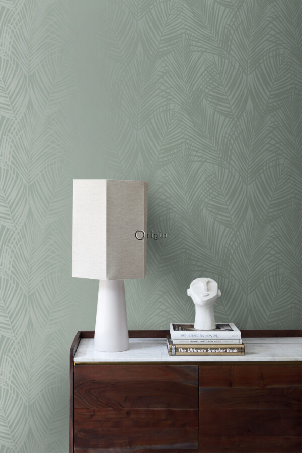 Origin Wallcoverings tapeet palmilehed - hallikasroheline