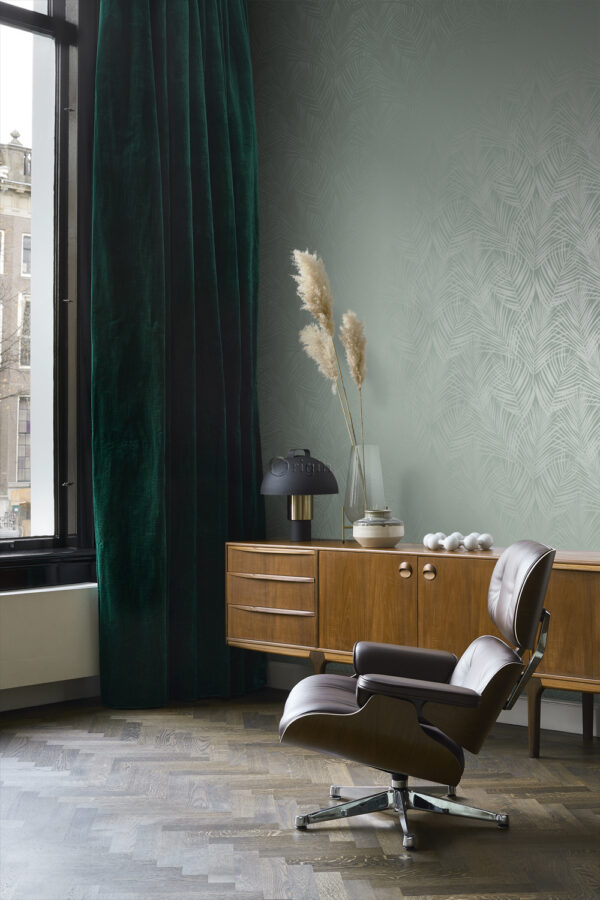 Origin Wallcoverings tapeet palmilehed - hallikasroheline